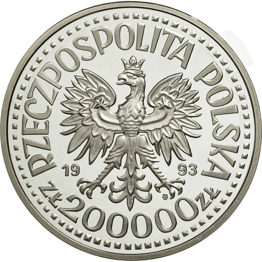 Coin, Poland, 200000 Zlotych, 1993, MS(63), Silver, KM:257