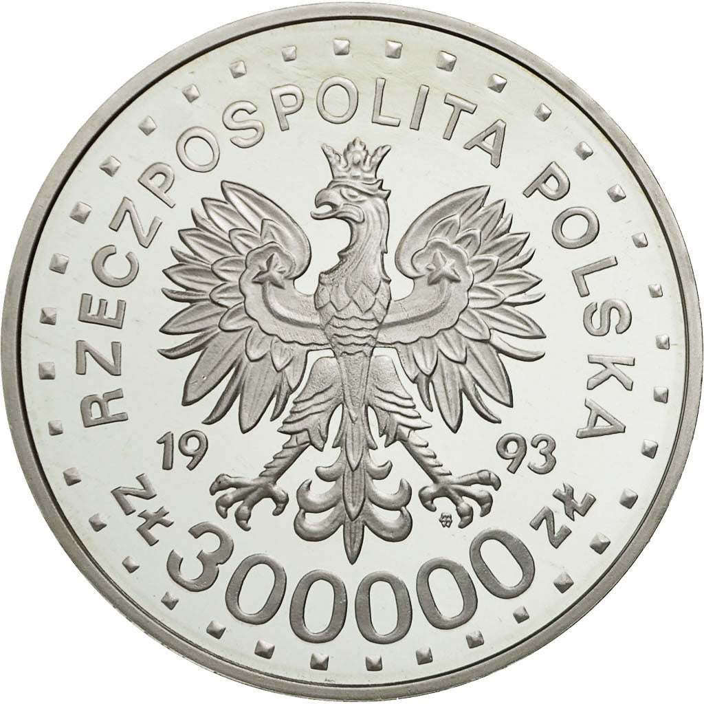 Coin, Poland, 300000 Zlotych, 1993, MS(63), Silver, KM:260
