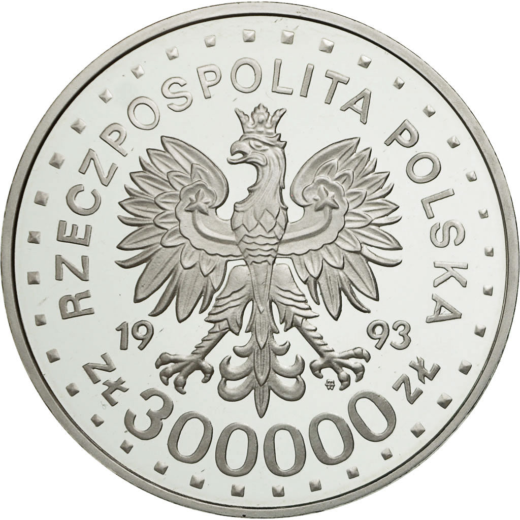 Coin, Poland, 300000 Zlotych, 1993, MS(63), Silver, KM:260