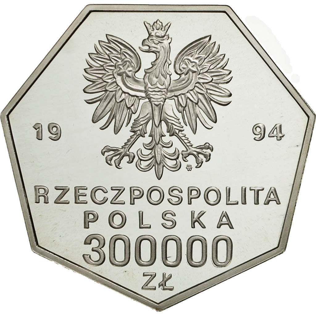 Coin, Poland, 300000 Zlotych, 1994, MS(63), Silver, KM:264
