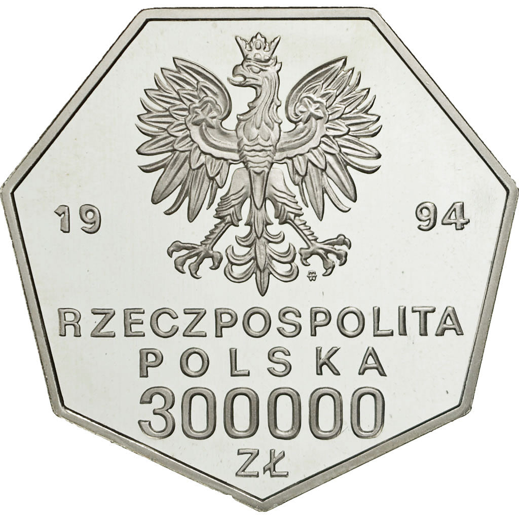 Coin, Poland, 300000 Zlotych, 1994, MS(63), Silver, KM:264