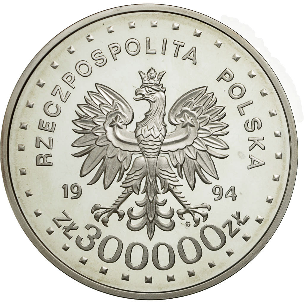 Coin, Poland, 300000 Zlotych, 1994, MS(63), Silver, KM:269