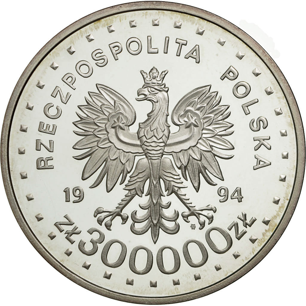Coin, Poland, 300000 Zlotych, 1994, MS(63), Silver, KM:269
