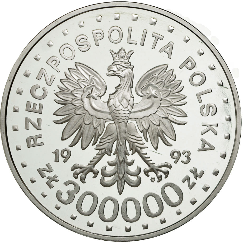 Coin, Poland, 300000 Zlotych, 1993, MS(63), Silver, KM:245