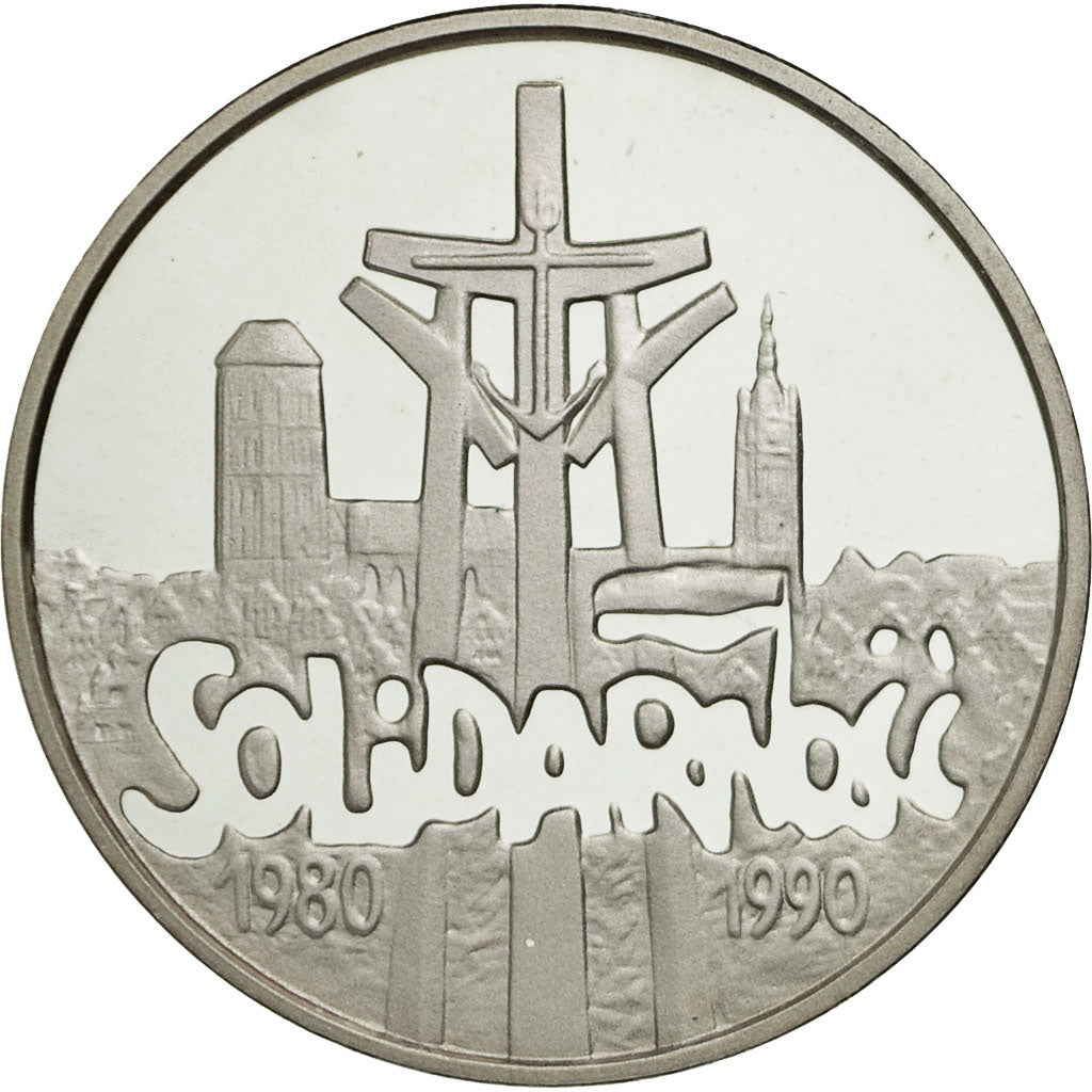 Coin, Poland, 100000 Zlotych, 1990, MS(63), Silver, KM:196.1