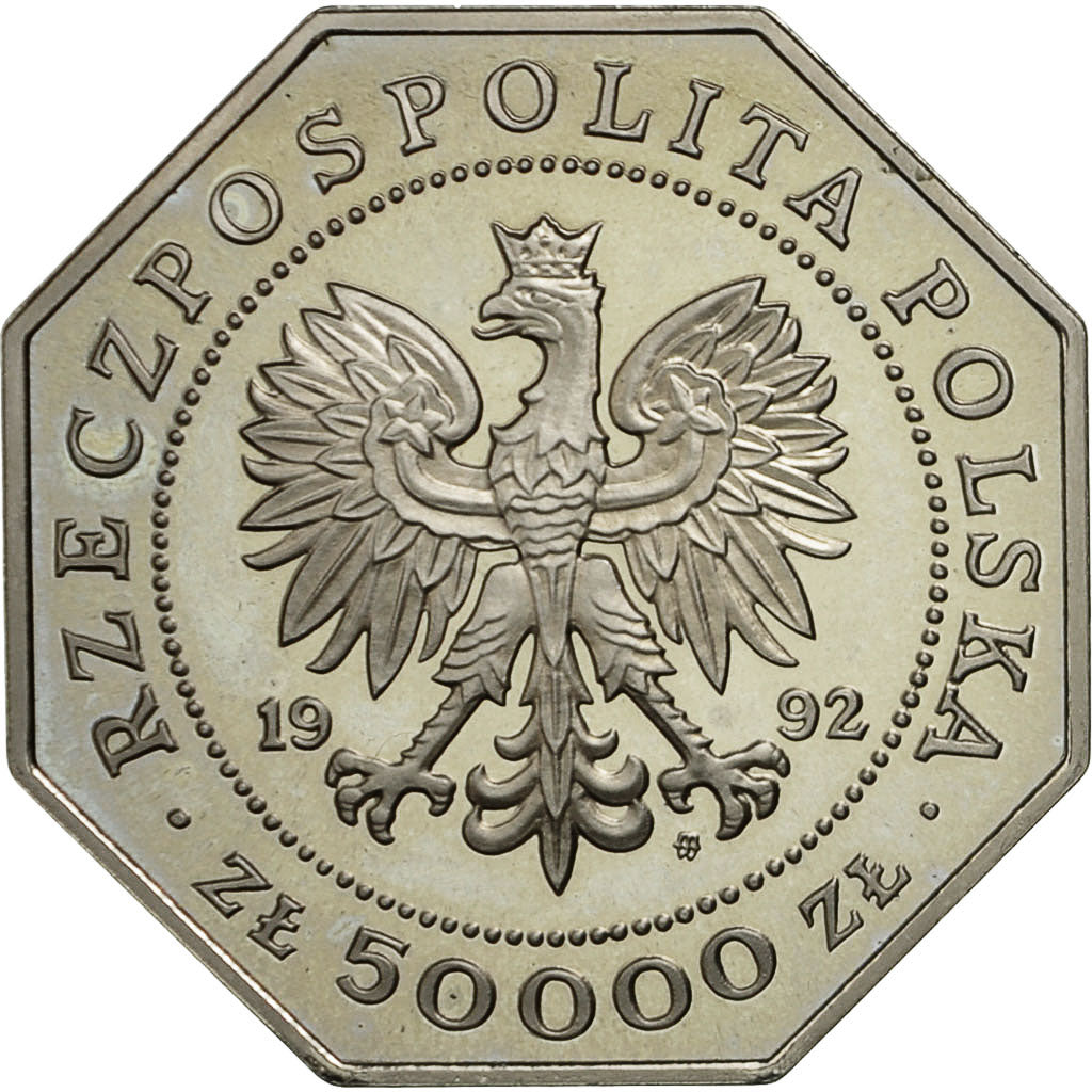 Coin, Poland, 50000 Zlotych, 1992, MS(63), Copper-nickel, KM:229