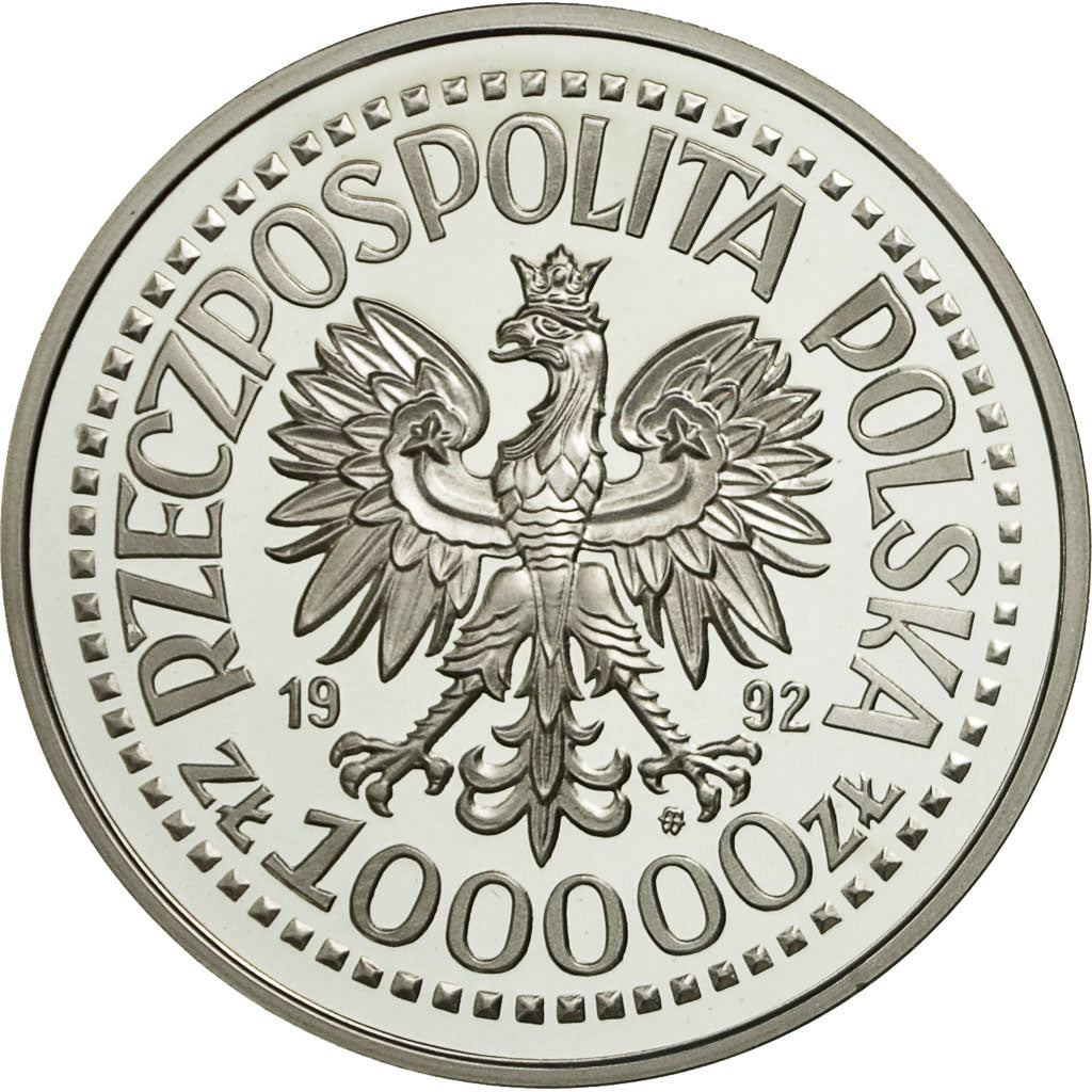 Moneta, Polska, 100000 Zlotych, 1992, MS(63), Srebro, KM:227