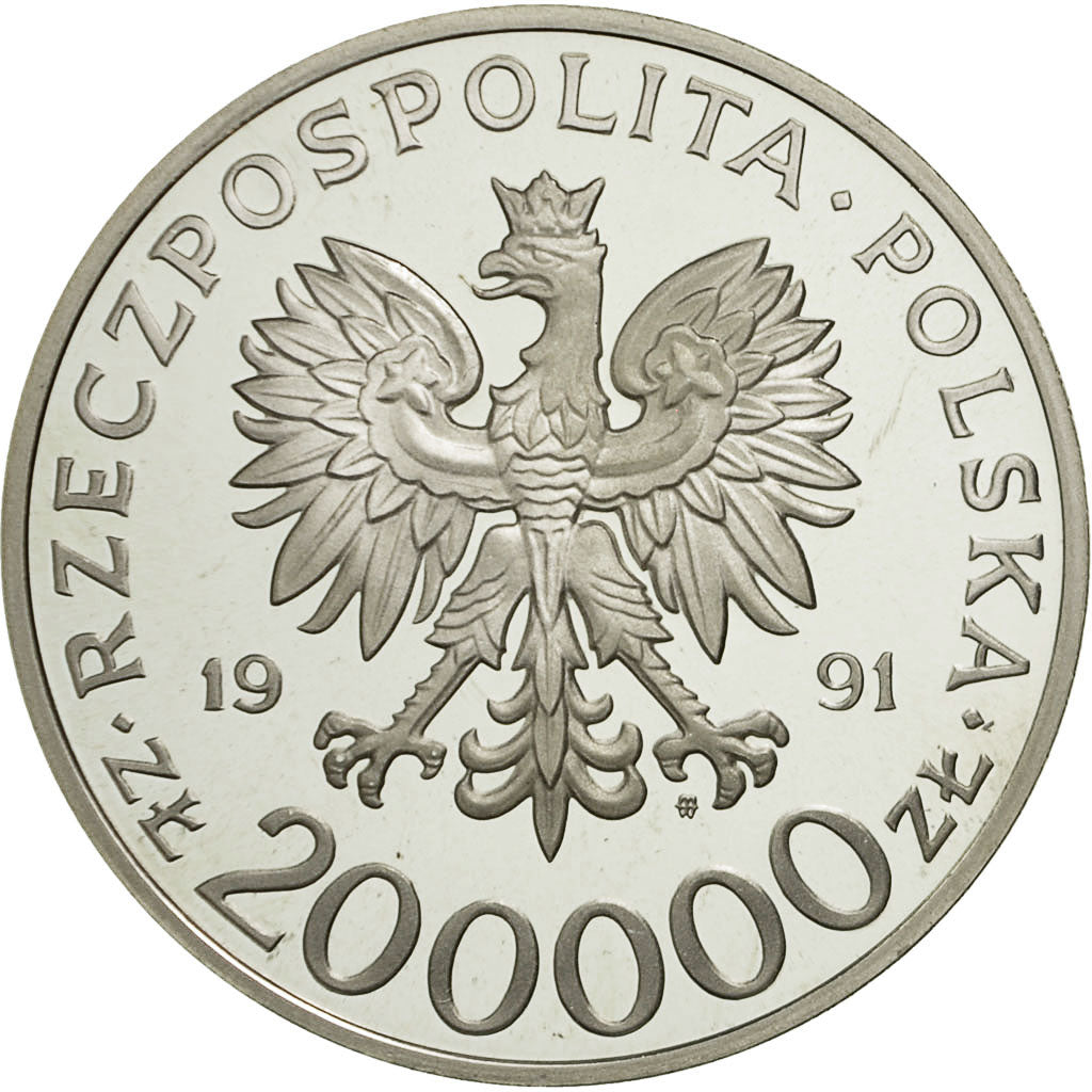 Moneta, Polonia, 200000 Zlotych, 1991, SPL, Argento, KM:252