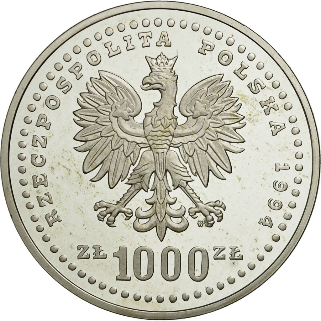 Coin, Poland, 1000 Zlotych, 1994, Warsaw, MS(63), Silver, KM:267