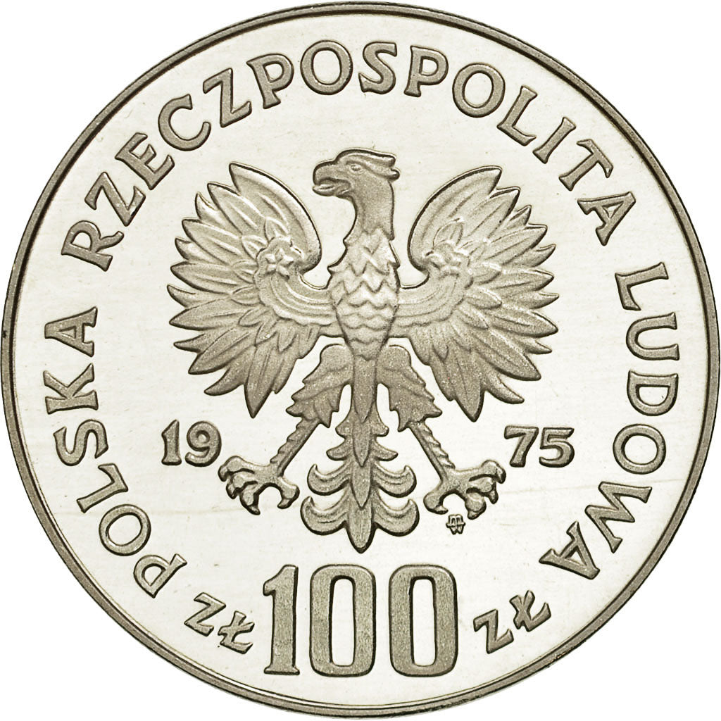 Coin, Poland, 100 Zlotych, 1975, Warsaw, MS(63), Silver, KM:78