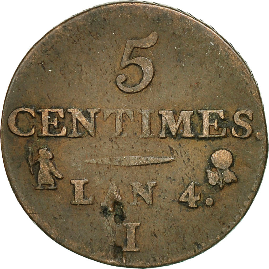 Monnaie, France, Dupré, 5 Centimes, 1795, Limoges, TB, Bronze, KM:635.2