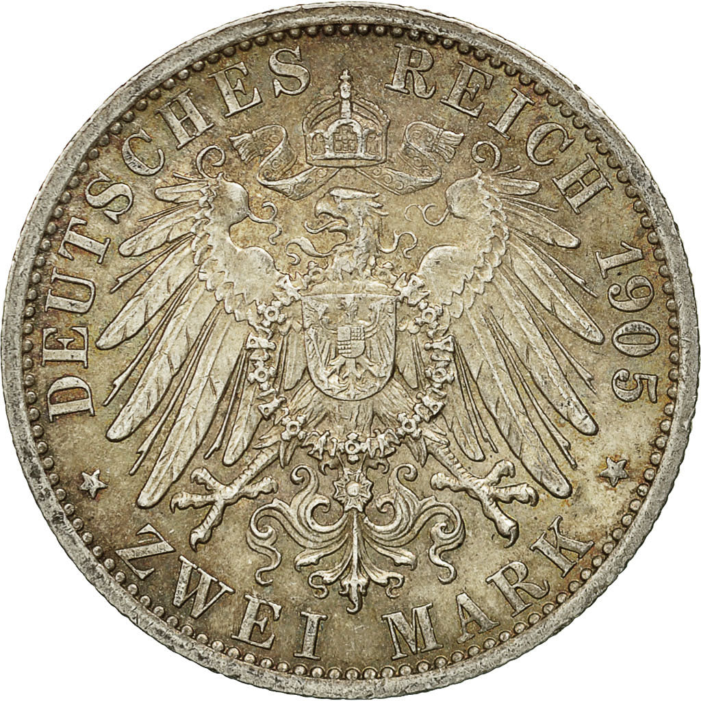 Coin, German States, PRUSSIA, Wilhelm II, 2 Mark, 1905, Berlin, AU(55-58)