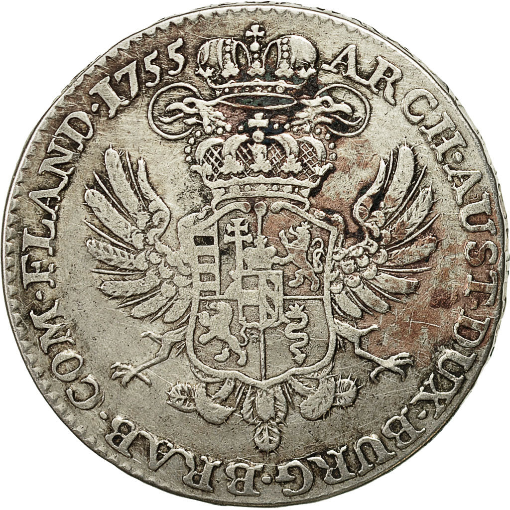 Coin, AUSTRIAN NETHERLANDS, Maria Theresa, 1/2 Kronenthaler, 1755, Antwerp