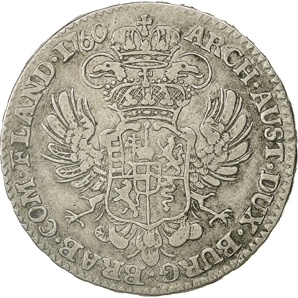 Coin, AUSTRIAN NETHERLANDS, Maria Theresa, 1/2 Kronenthaler, 1760, Bruxelles