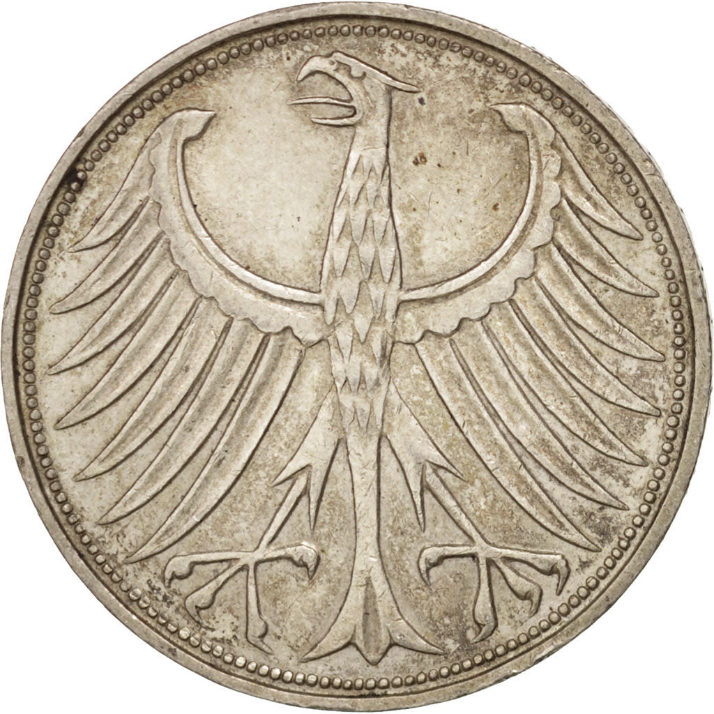 GERMANY - FEDERAL REPUBLIC, 5 Mark, 1965, Stuttgart, Silver, KM:112.1