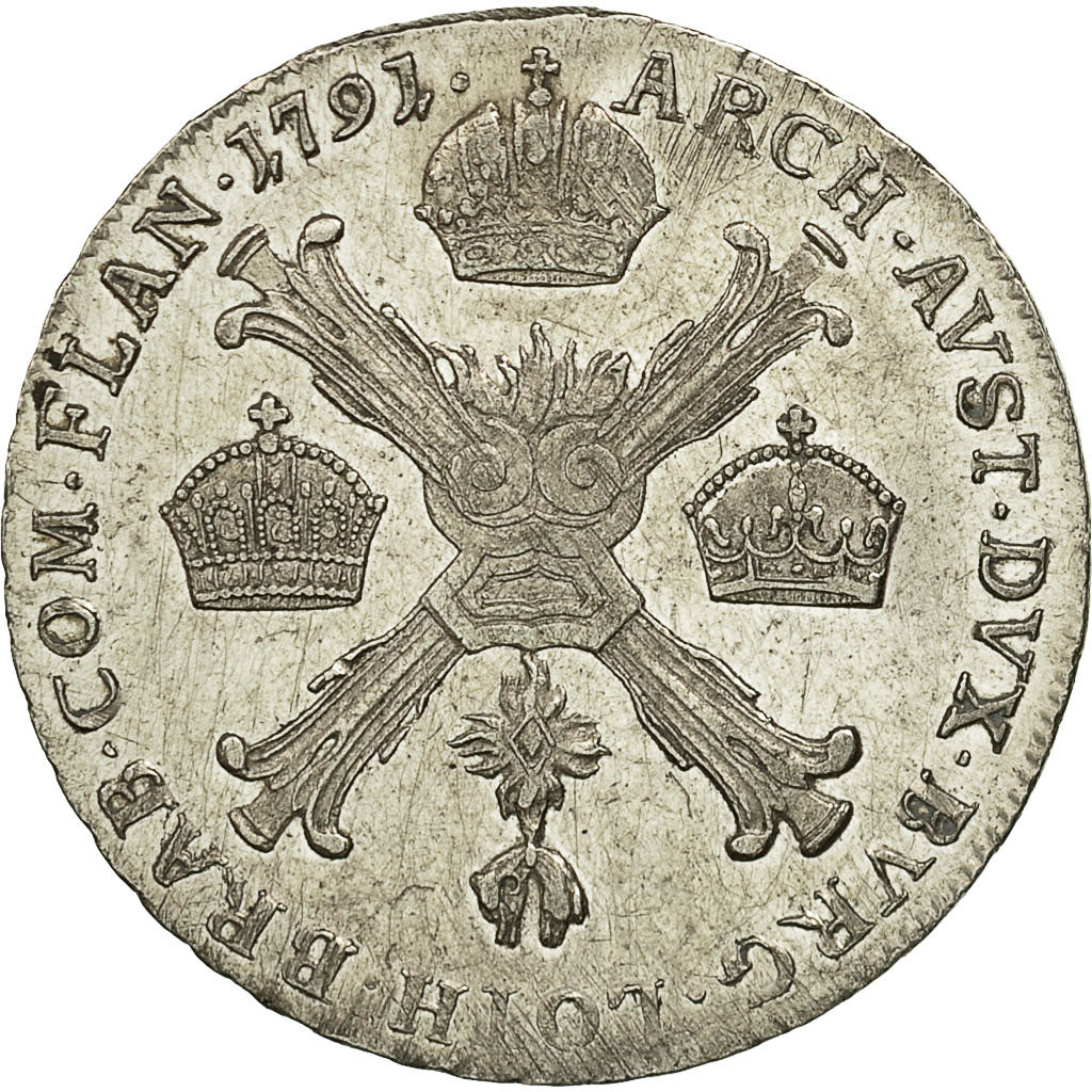 Monnaie, AUSTRIAN NETHERLANDS, Leopold II, 1/4 Kronenthaler, 1791, Günzburg