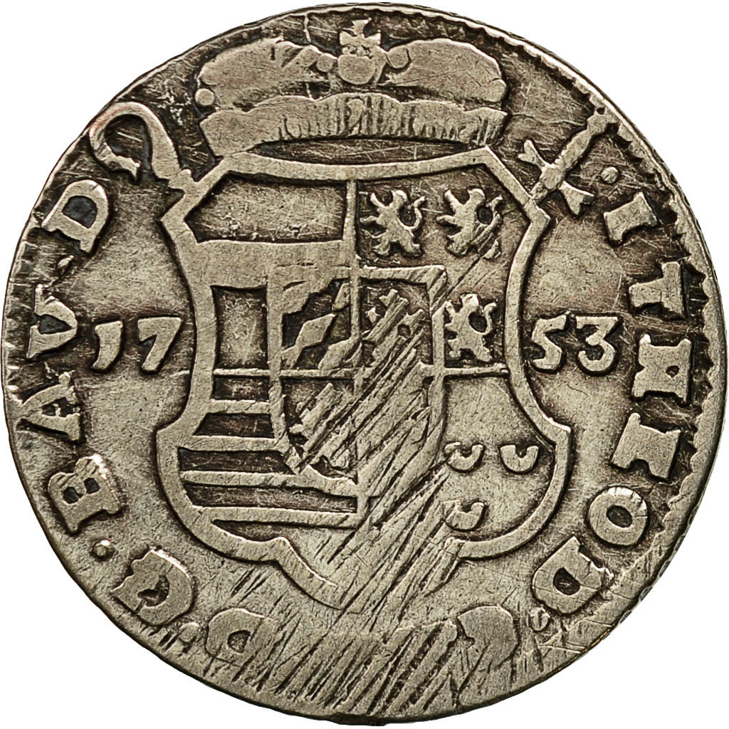 Coin, LIEGE, John Theodore, Escalin, 6 Sols, 1753, Liege, VF(20-25), Silver