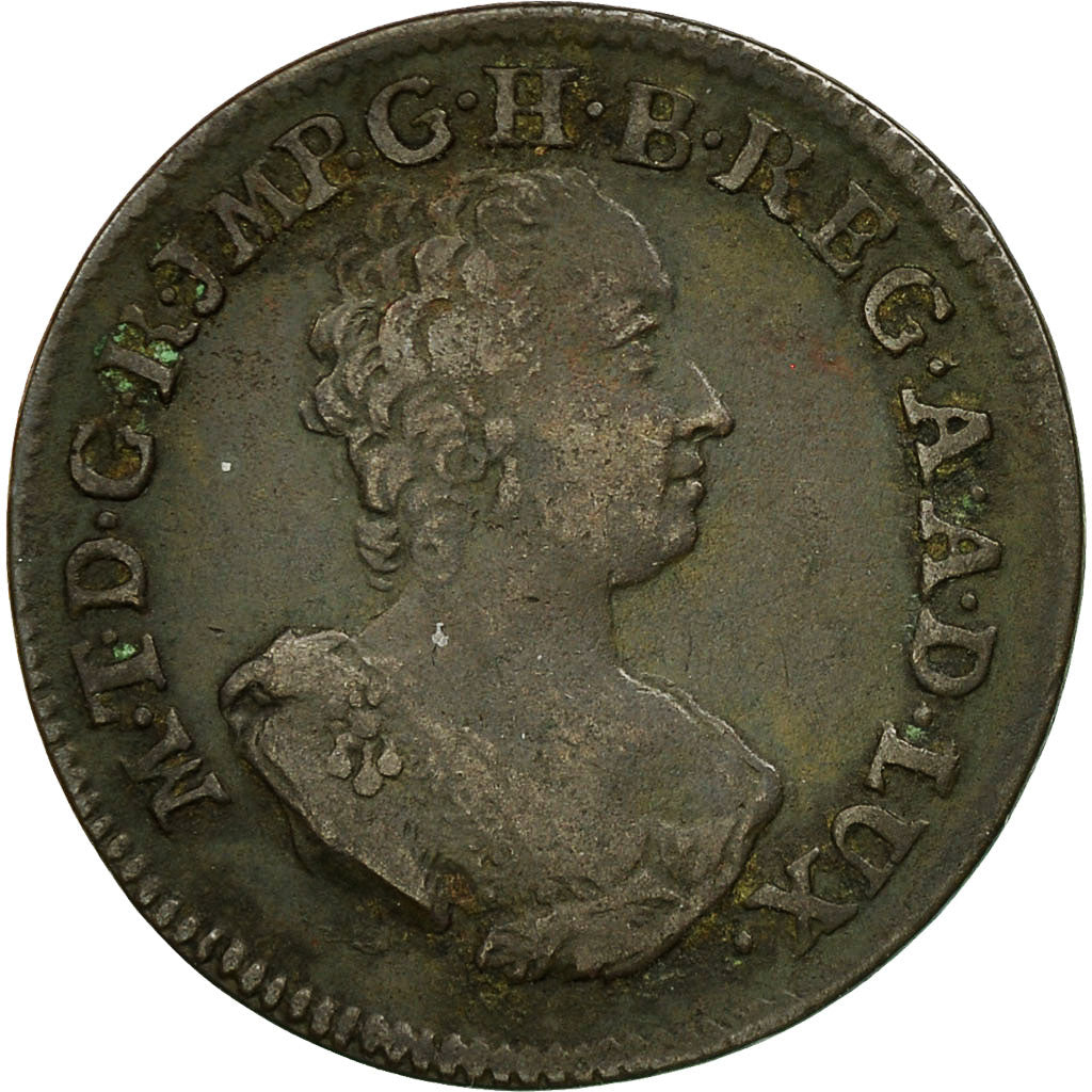 Moneta, Lussemburgo, Maria Theresa, Liard, 1757, Brussels, BB, Rame, KM:1