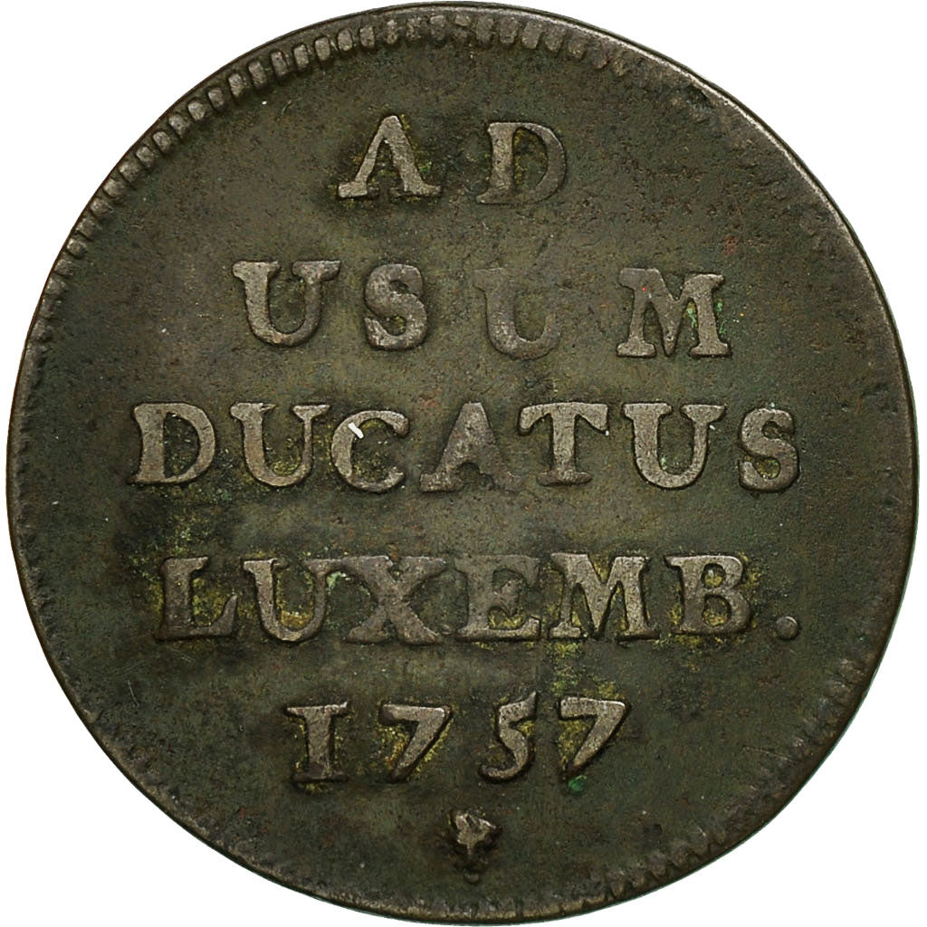 Moneta, Lussemburgo, Maria Theresa, Liard, 1757, Brussels, BB, Rame, KM:1