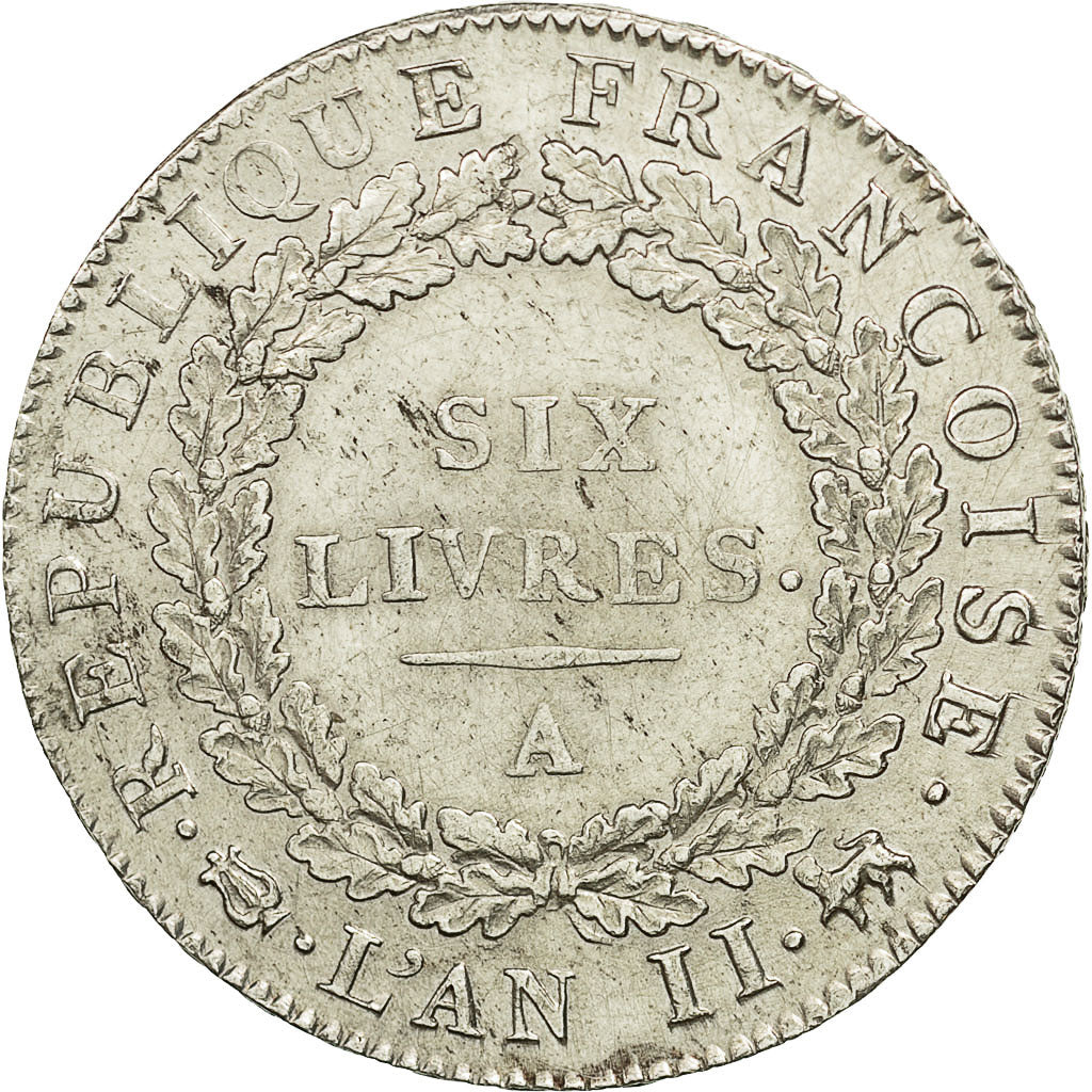 Coin, France, Écu de 6 livres françoise, 6 Livres, 1793, Paris, EF(40-45)