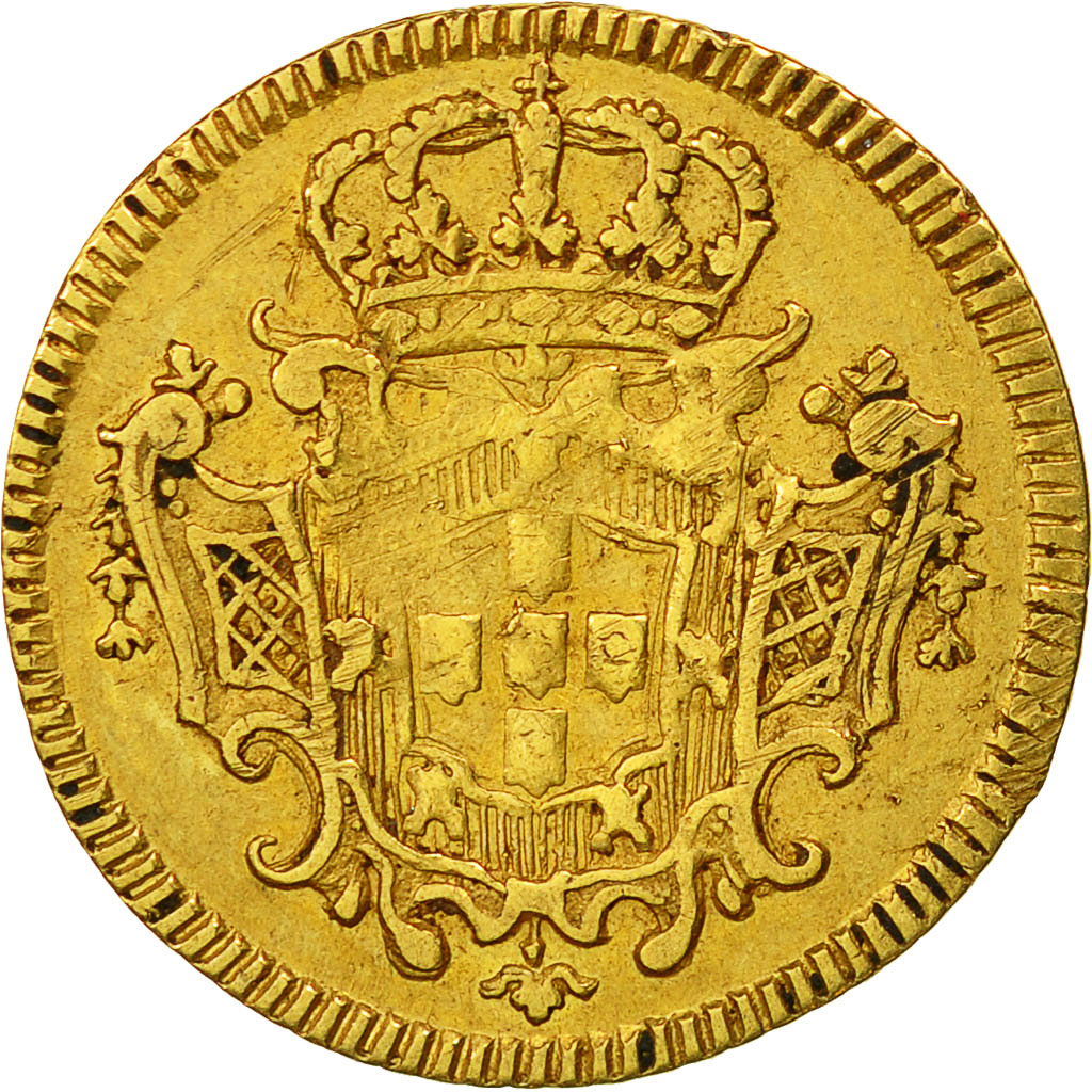 Moneta, Portogallo, Jo, 1/2 Escudo, 800 Reis, 1726, Lisbon, MB+, Oro, KM:218.4