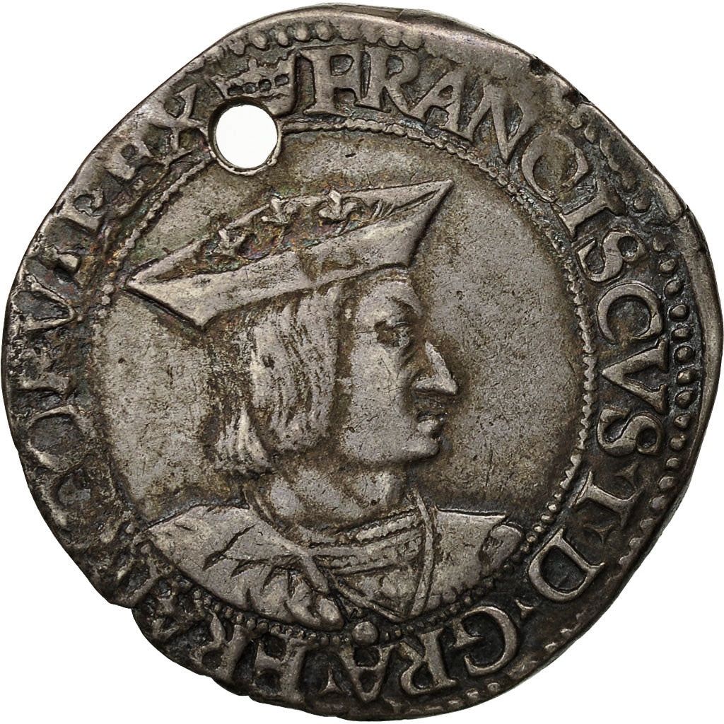 Munten, Frankrijk, François Ier, François Ier, Teston, Rouen, ZF+, Zilver