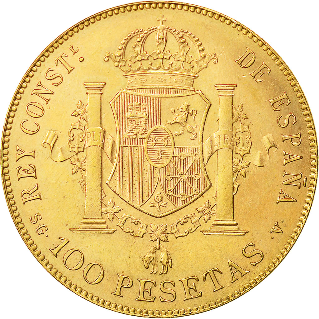 Coin, Spain, Alfonso XIII, 100 Pesetas, 1962, Madrid, MS(60-62), Red Gold