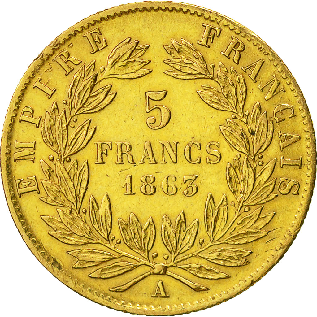 Coin, France, Napoleon III, Napoléon III, 5 Francs, 1863, Paris, EF(40-45)