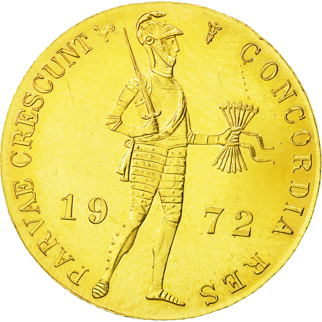 Coin, Netherlands, Beatrix, Ducat, 1972, St. Petersburg, MS(60-62), Gold