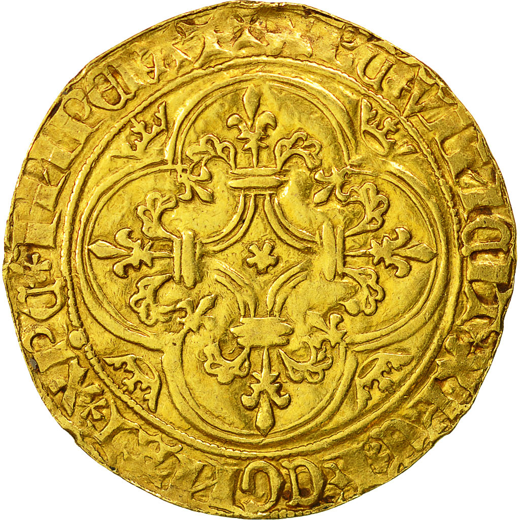 Moneta, Francia, Charles VI, Ecu d'or à la Couronne, Ecu d'or, Saint Lô, MB