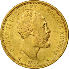 Coin, Sweden, Oscar II, 20 Kronor, 1877, AU(55-58), Gold, KM:744