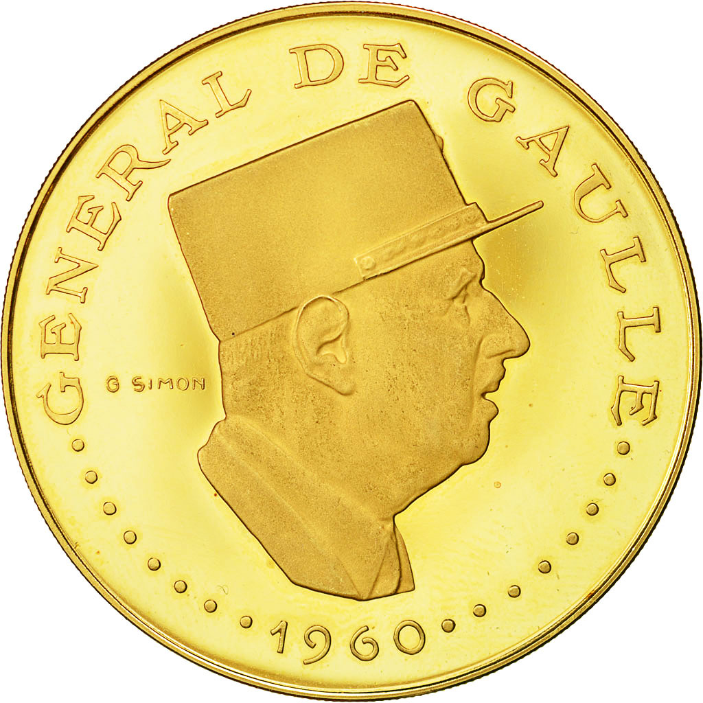 Coin, Chad, De Gaulle, 10000 Francs, Undated (1970), MS(63), Gold, KM:11