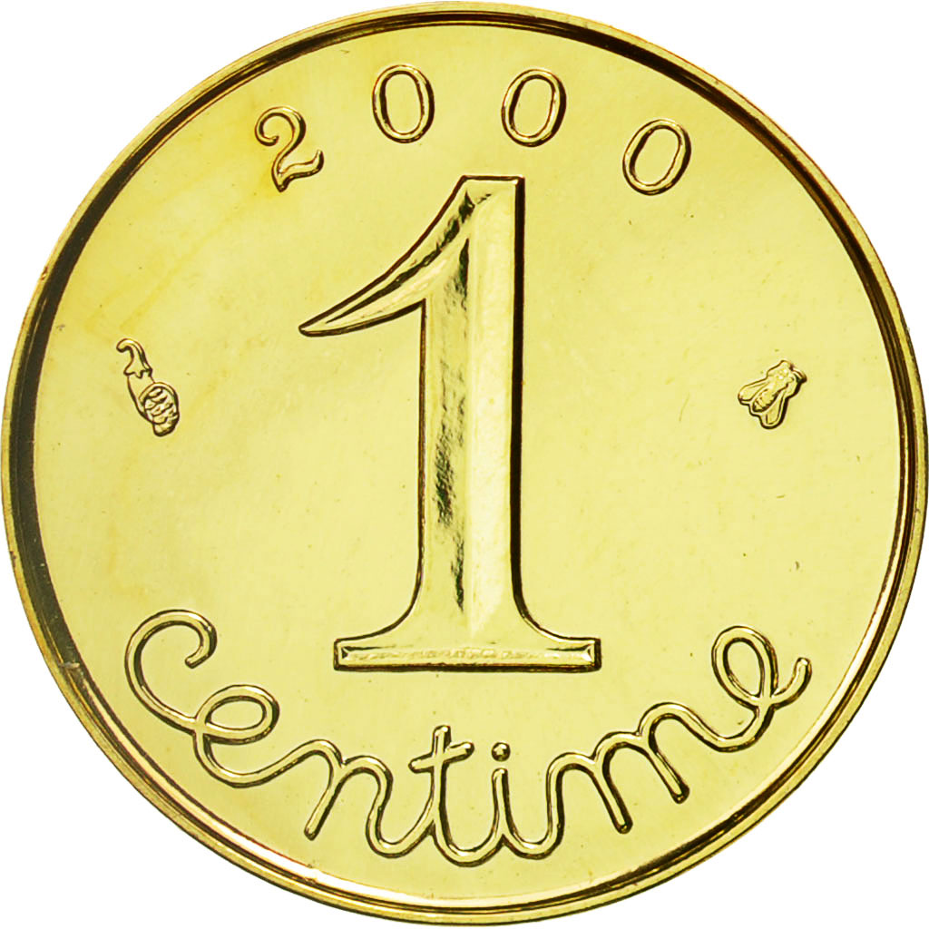Coin, France, Épi, Centime, 2000, Paris, MS(65-70), Gold, KM:928a, Gadoury:91a