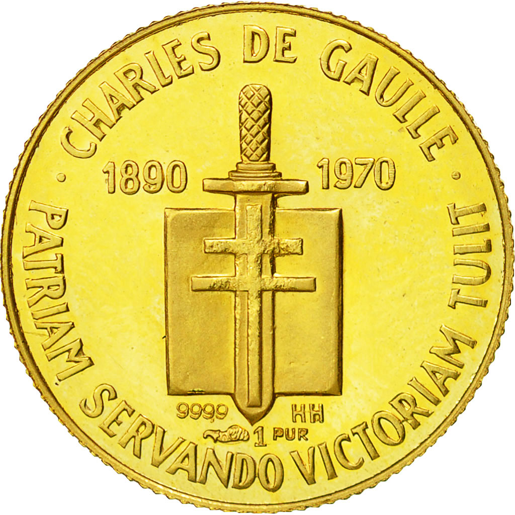 France, Medal, Charles De Gaulle, French Fifth Republic, History, 1970, MS(63)