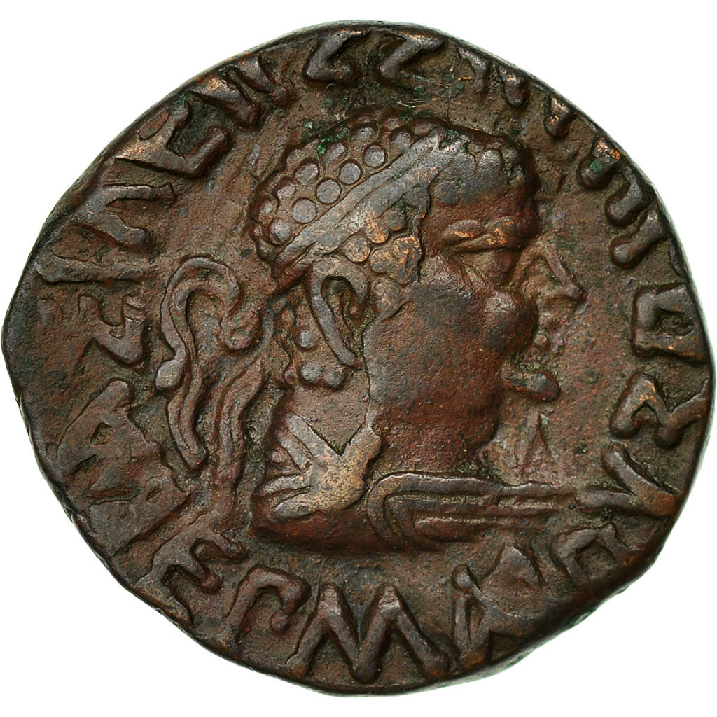 Coin, Baktrian Kingdom, Hermaios, Tetradrachm, 40-1 BC, EF(40-45), Bronze
