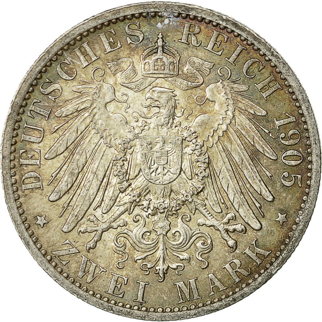 Munten, Duitse staten, PRUSSIA, Wilhelm II, 2 Mark, 1905, Berlin, PR, Zilver