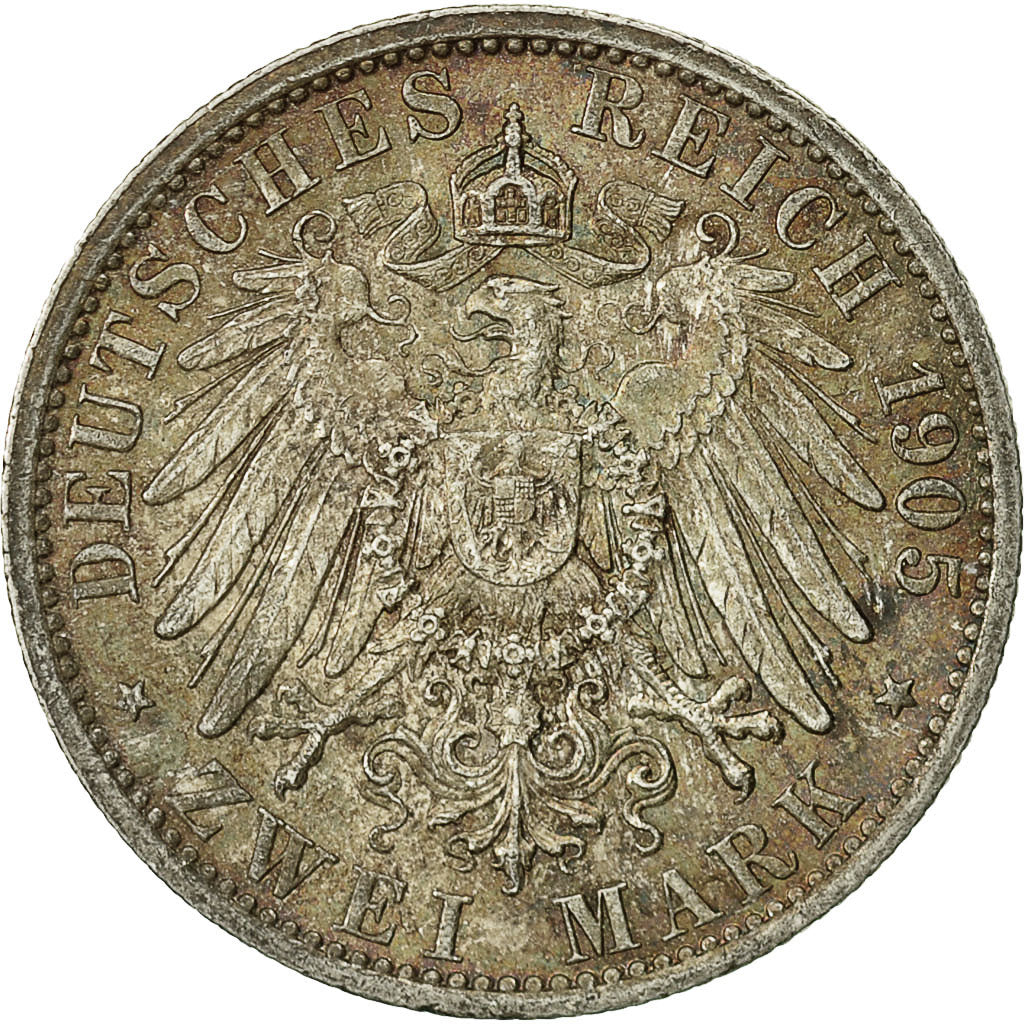 Coin, German States, PRUSSIA, Wilhelm II, 2 Mark, 1905, Berlin, AU(55-58)