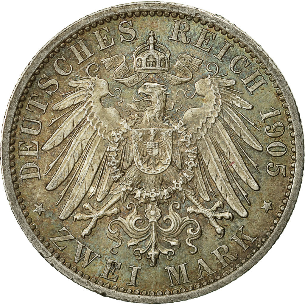 Coin, German States, PRUSSIA, Wilhelm II, 2 Mark, 1905, Berlin, AU(55-58)