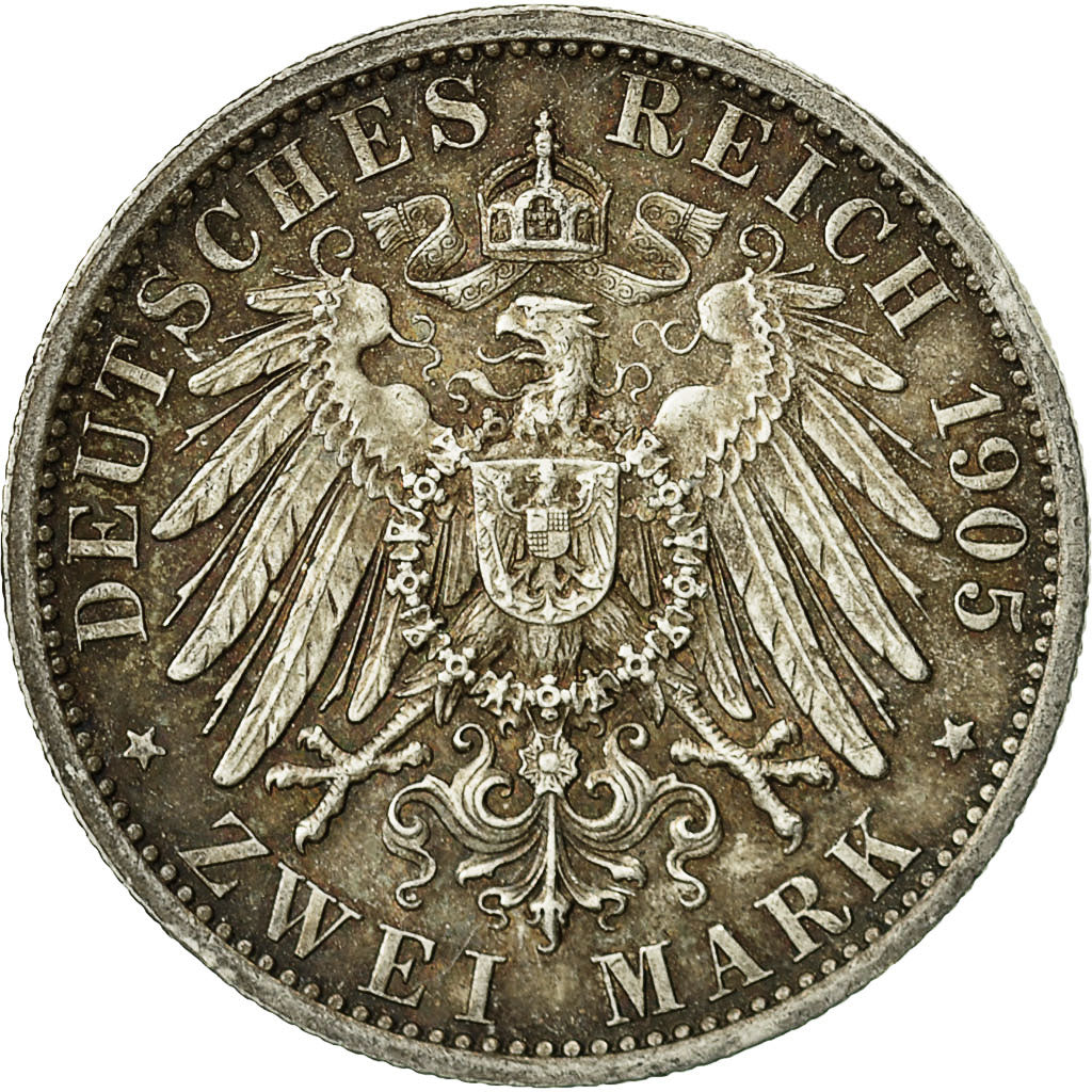 Coin, German States, PRUSSIA, Wilhelm II, 2 Mark, 1905, Berlin, AU(50-53)