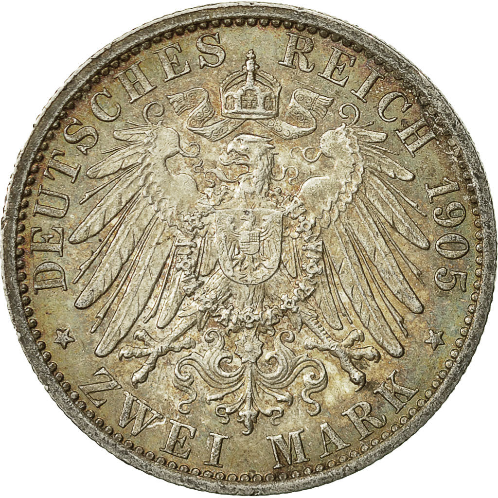 Munten, Duitse staten, PRUSSIA, Wilhelm II, 2 Mark, 1905, Berlin, ZF+, Zilver