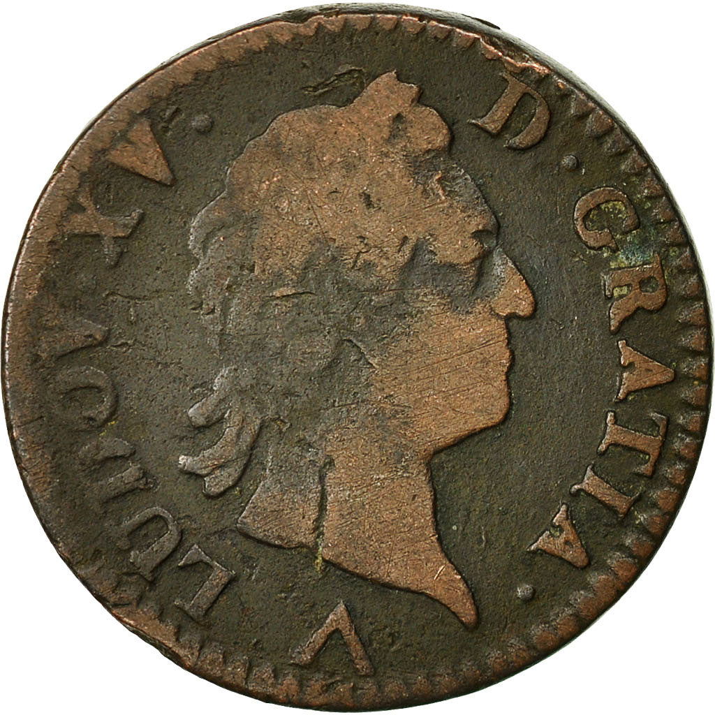Moneta, Francia, Louis XV, Sol à la vieille tête, Sol, 1774, Lille, MB, Rame