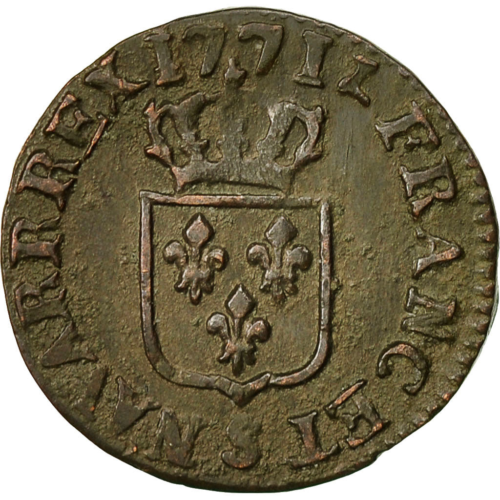 Monnaie, France, Louis XV, Liard à la vieille tête, Liard, 1771, Reims, TB+