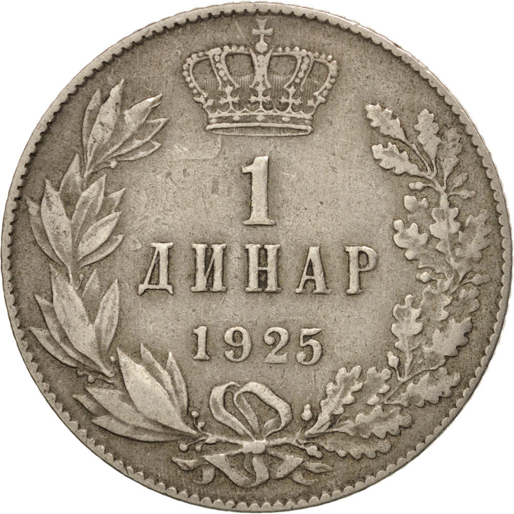 Iugoslavia, Alexander I, Dinar, 1925, Poissy, BB, Nichel-bronzo, KM:5