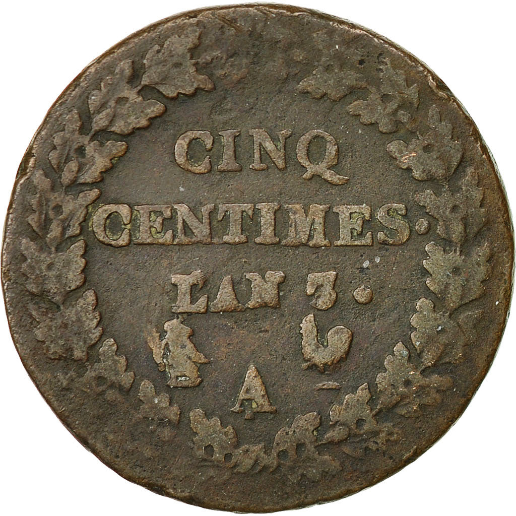 Monnaie, France, Dupré, 5 Centimes, 1798, Paris, B, Bronze, KM:640.1