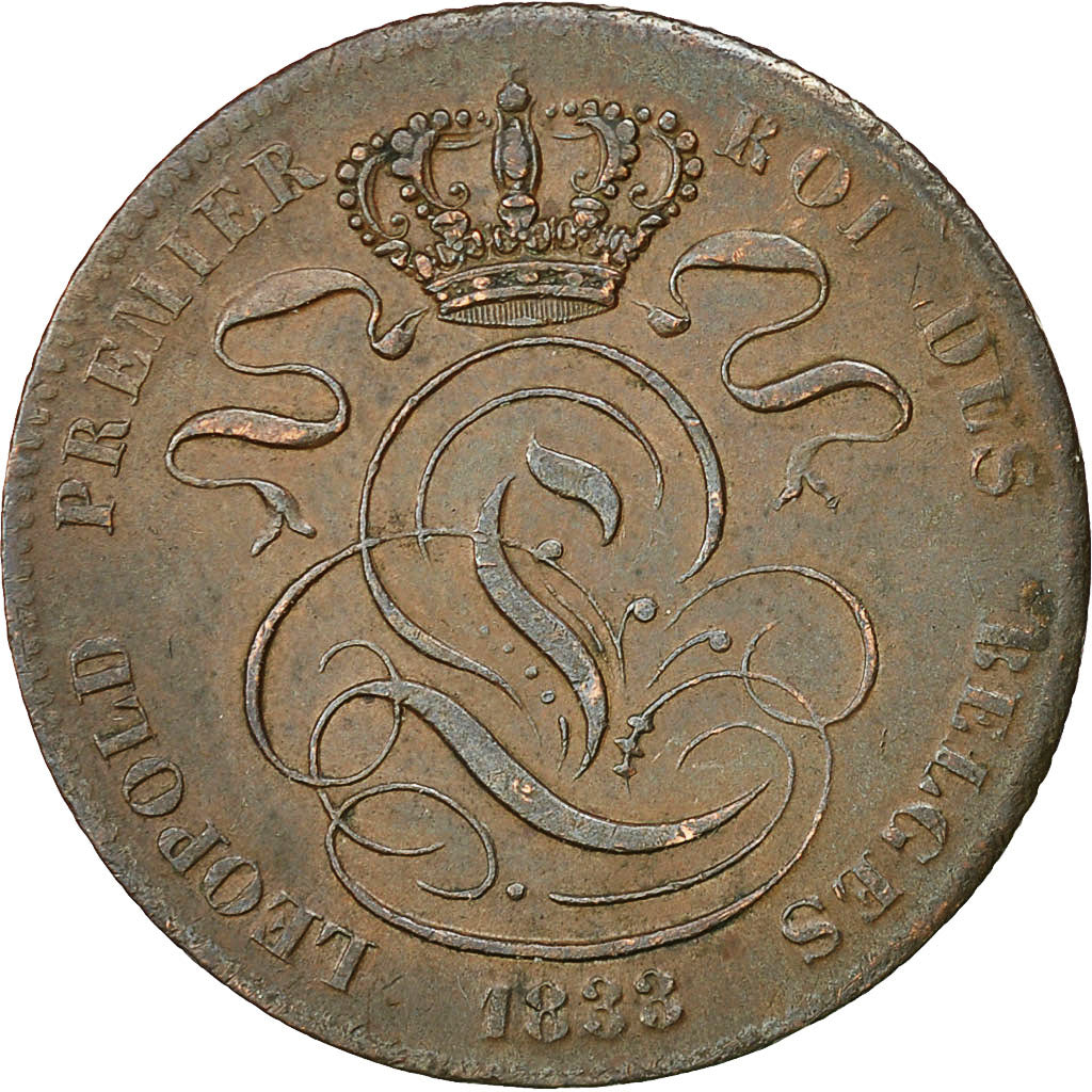 Coin, Belgium, Leopold I, 5 Centimes, 1833, AU(50-53), Copper, KM:5.2