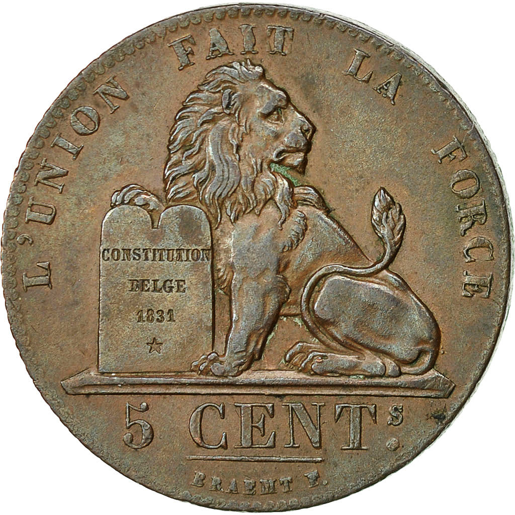 Coin, Belgium, Leopold I, 5 Centimes, 1833, AU(50-53), Copper, KM:5.2