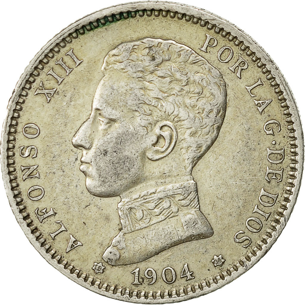 Moneda, España, Alfonso XIII, Peseta, 1904, MBC, Plata, KM:721