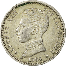 Moneda, España, Alfonso XIII, Peseta, 1904, MBC, Plata, KM:721
