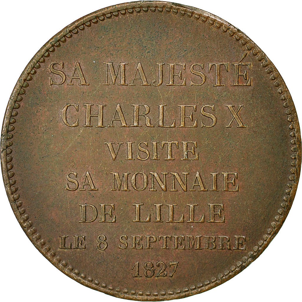 Münze, Frankreich, Charles X, Visite de la Monnaie de Lille, 5 Francs, 1827