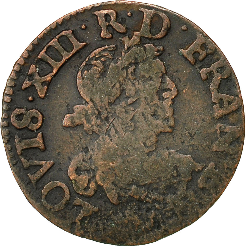 Coin, France, Louis XIII, Double Tournois, 1640, F(12-15), Copper